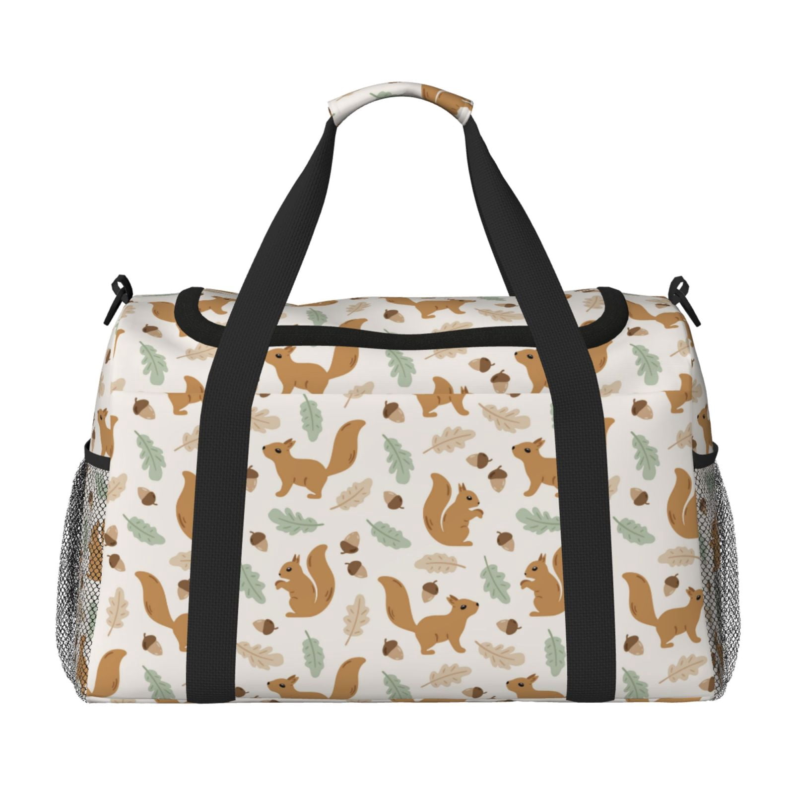 Fuzoiu Squirrel And Leaves Print Travel Duffle Bag,Carry On Tote Bags,Duffel Bag,Sport Gym Bag, Hospital Bag for Labor and Delivery, Overnight Bag,Luggage Bag