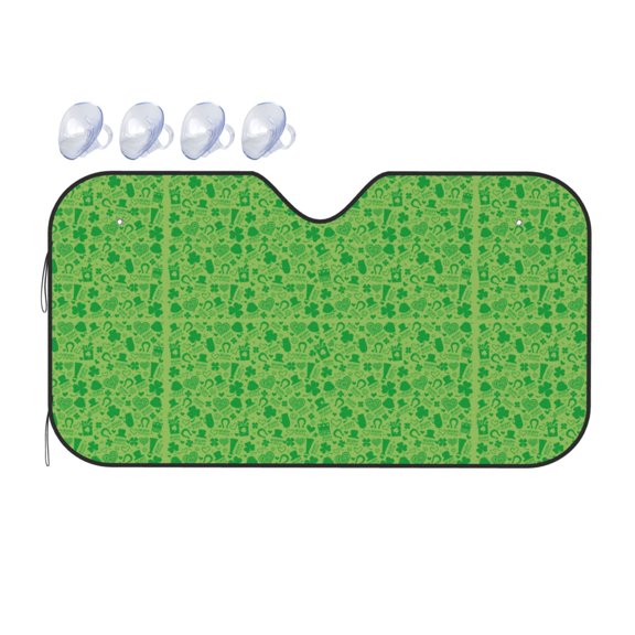 Fuzoiu St Patrick's Day Print Car Windshield Sunshade,Foldable Reflective Sun Visor,Windshield Sun Shade,UV Rays Sun Visor Shade,Auto Front Sun Shield Shade-Small