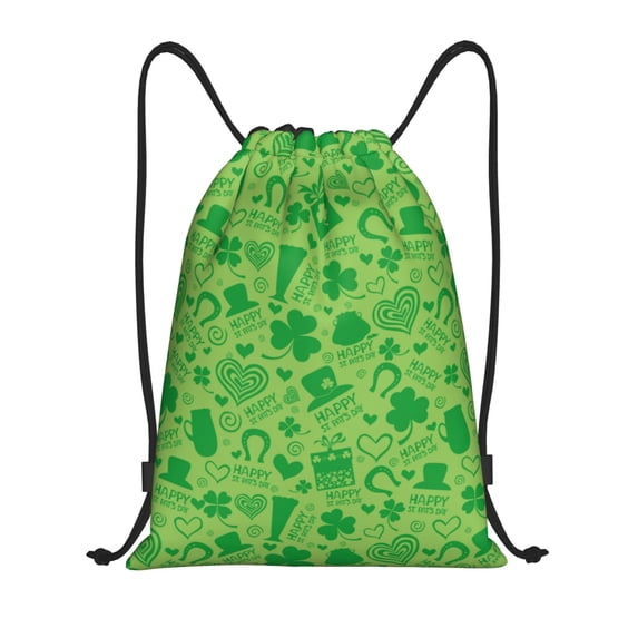 Fuzoiu St Patrick's Day Print Drawstring Backpack for Gym, Travel, Yoga,Sports Sackpack String Bag for Women Men-Small