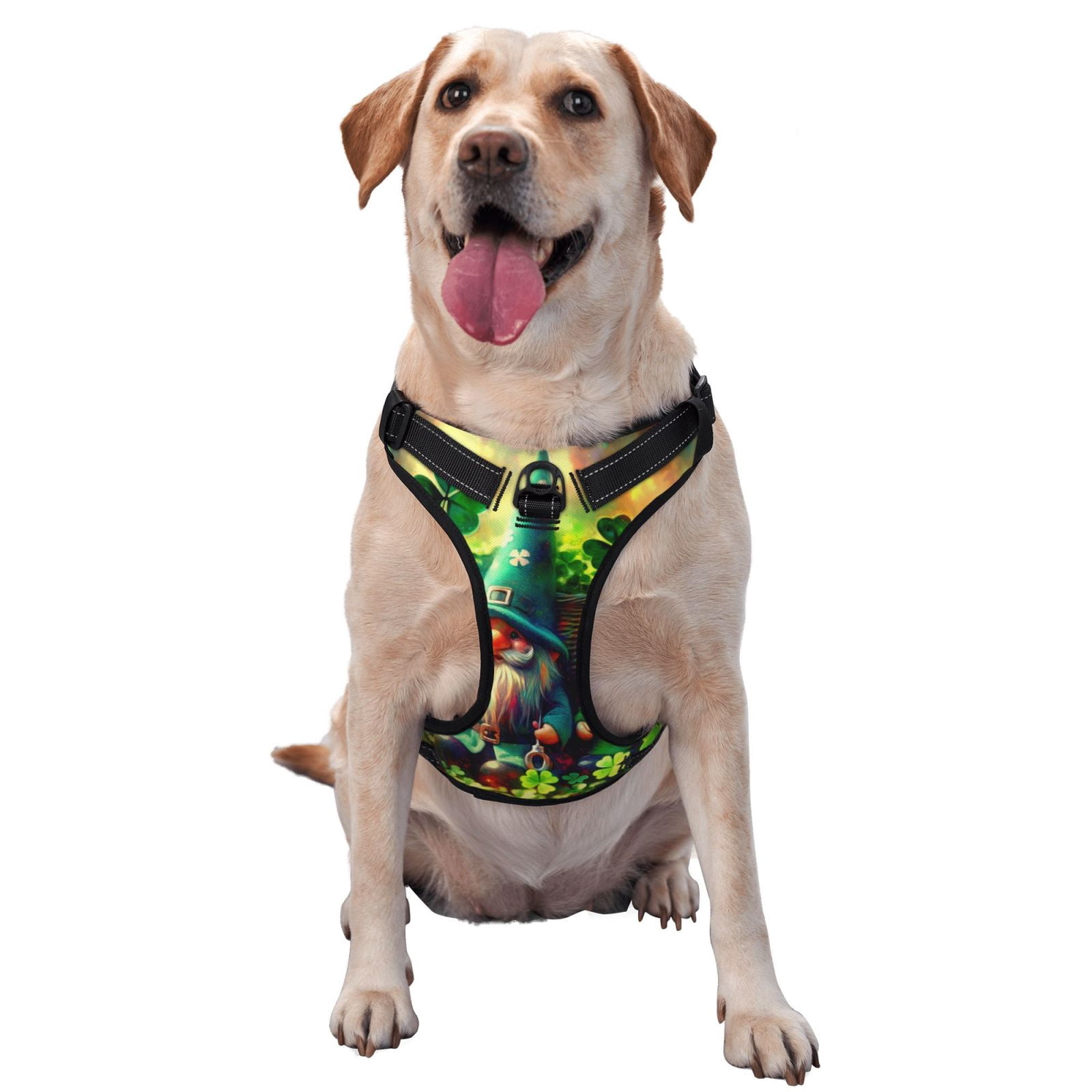 Fuzoiu St. Patrick's Day USA Flag Print Reflective Dog Harness,Adjustable, Breathable Pet Vest,Dog Harness No Pull,No Choke Pet Vest for Small, Medium, and Large Dogs-Small