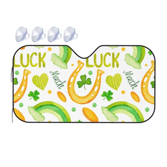 Fuzoiu St Patrick's Day1 Print Car Windshield Sunshade,Foldable Reflective Sun Visor,Windshield Sun Shade,UV Rays Sun Visor Shade,Auto Front Sun Shield Shade-Medium