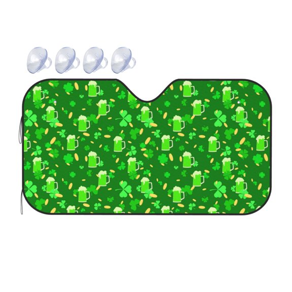 Fuzoiu St Patrick's Day2 Print Car Windshield Sunshade,Foldable Reflective Sun Visor,Windshield Sun Shade,UV Rays Sun Visor Shade,Auto Front Sun Shield Shade-Small