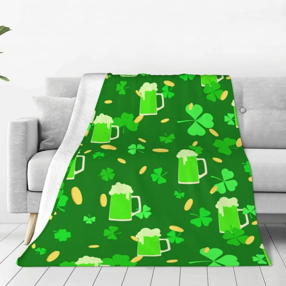 Fuzoiu St Patrick's Day2 Print Ultra-Soft Micro Fleece Blanket,All Seasons Flannel Throw, Lightweight Blanket for Bed, Sofa, Couch, Movie Night, Camping, and Travel-60"x50"