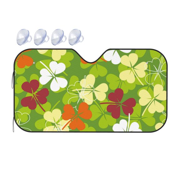 Fuzoiu St. Patrick's Day3 Print Car Windshield Sunshade,Foldable Reflective Sun Visor,Windshield Sun Shade,UV Rays Sun Visor Shade,Auto Front Sun Shield Shade-Medium