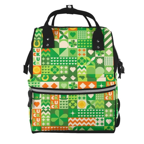 Fuzoiu St Patrick's Day6 Print Diaper Bag Backpack,Baby Essentials Travel Tote,Multi function Waterproof Diaper Bag, Travel Essentials Baby Bag - Unisex