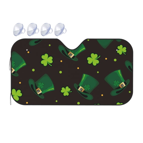 Fuzoiu St. Patrick's Day8 Print Car Windshield Sunshade,Foldable Reflective Sun Visor,Windshield Sun Shade,UV Rays Sun Visor Shade,Auto Front Sun Shield Shade-Small