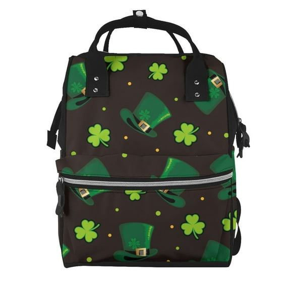 Fuzoiu St. Patrick's Day8 Print Diaper Bag Backpack,Baby Essentials Travel Tote,Multi function Waterproof Diaper Bag, Travel Essentials Baby Bag - Unisex