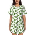 thumbnail image 1 of Fuzoiu St. Patrick's day Print Women's Short-Sleeved Pajama Set,Lounge Sleepwear Set,Womens Pajama Sets 2 Piece,Button-Up Top and Shorts with Pockets-Medium, 1 of 6
