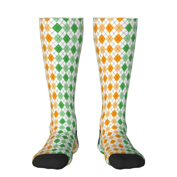 Fuzoiu St. Patrick's day argyle Print Adult Stockings,Crew Socks,Unisex Fashion Socks, Casual Sports Socks,Comfortable Crew Socks for Everyday Wear and Sports