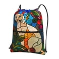 thumbnail image 1 of Fuzoiu Stained Glass Cat Art Print Drawstring Backpack Water Resistant String Bag Sports Sackpack Gym Sack for Men Women, 1 of 2
