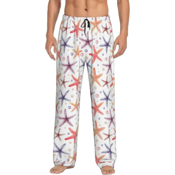 Fuzoiu Starfish 1 Print Men's Pajama Pants,Lounge Pants for Men,Lounge PJ Bottoms,Sleepwear Pants with Drawstring Pockets -Medium