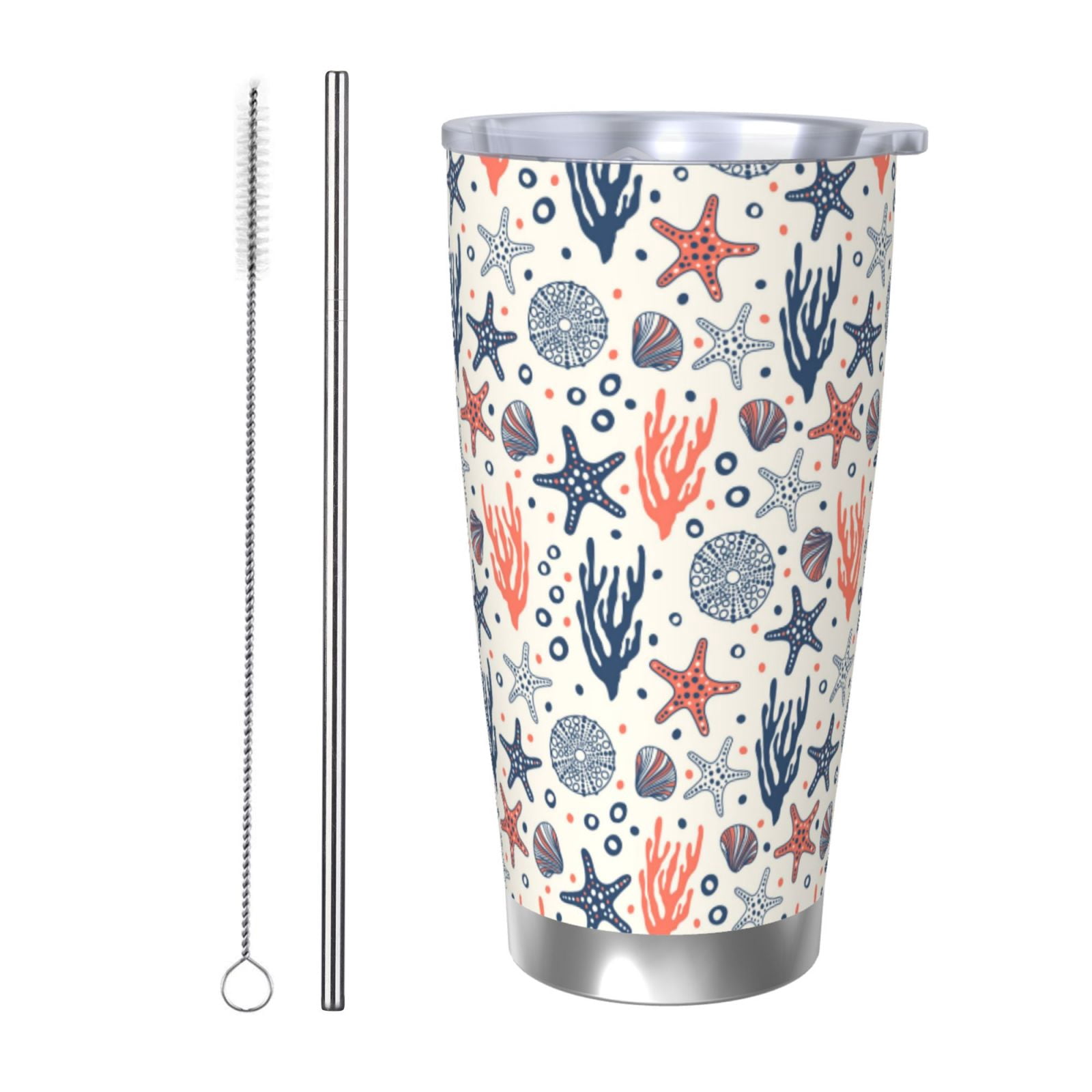 Fuzoiu Starfish Shell Print 20oz Tumbler, Stainless Steel Vacuum ...