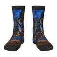 thumbnail image 1 of Fuzoiu Starry Night Charging Dinosaur Print Kids Socks For Boys Girls,Grip Crew Socks with Non Slip,Lightweight Stretch Crew Socks,Toddlers Crew Boot Socks, 1 of 5