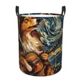 thumbnail image 1 of Fuzoiu Starry Night Guitar Dog Print Circular Hamper,Laundry Basket with Handle,Collapsible Laundry,Dirty Clothes Storage Basket,for Bedroom Bathroom Dorm Living Room-Small, 1 of 6
