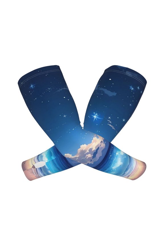 Starry Night Ocean View Print Cooling Sleeves for Sun Protection,UV Cooling Sleeves,Cooling Arm Sleeves for Men & Women,Ideal for Outdoor Activitie