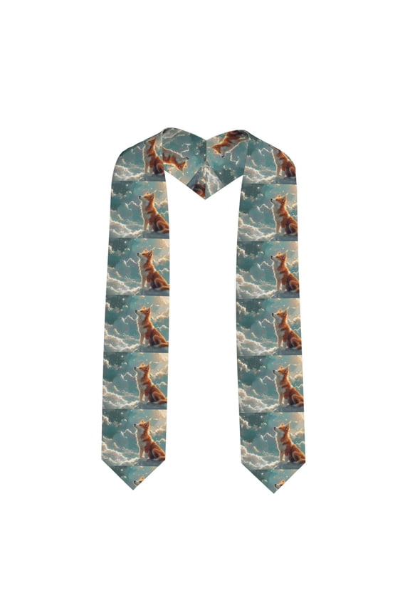 Starry Sky Cloud Fox Print Graduation Sash,Graduation Stole,Unisex Adult Graduation Stole Shawl 91" Long,for Academic Commencements Shawl-Sharp Corner