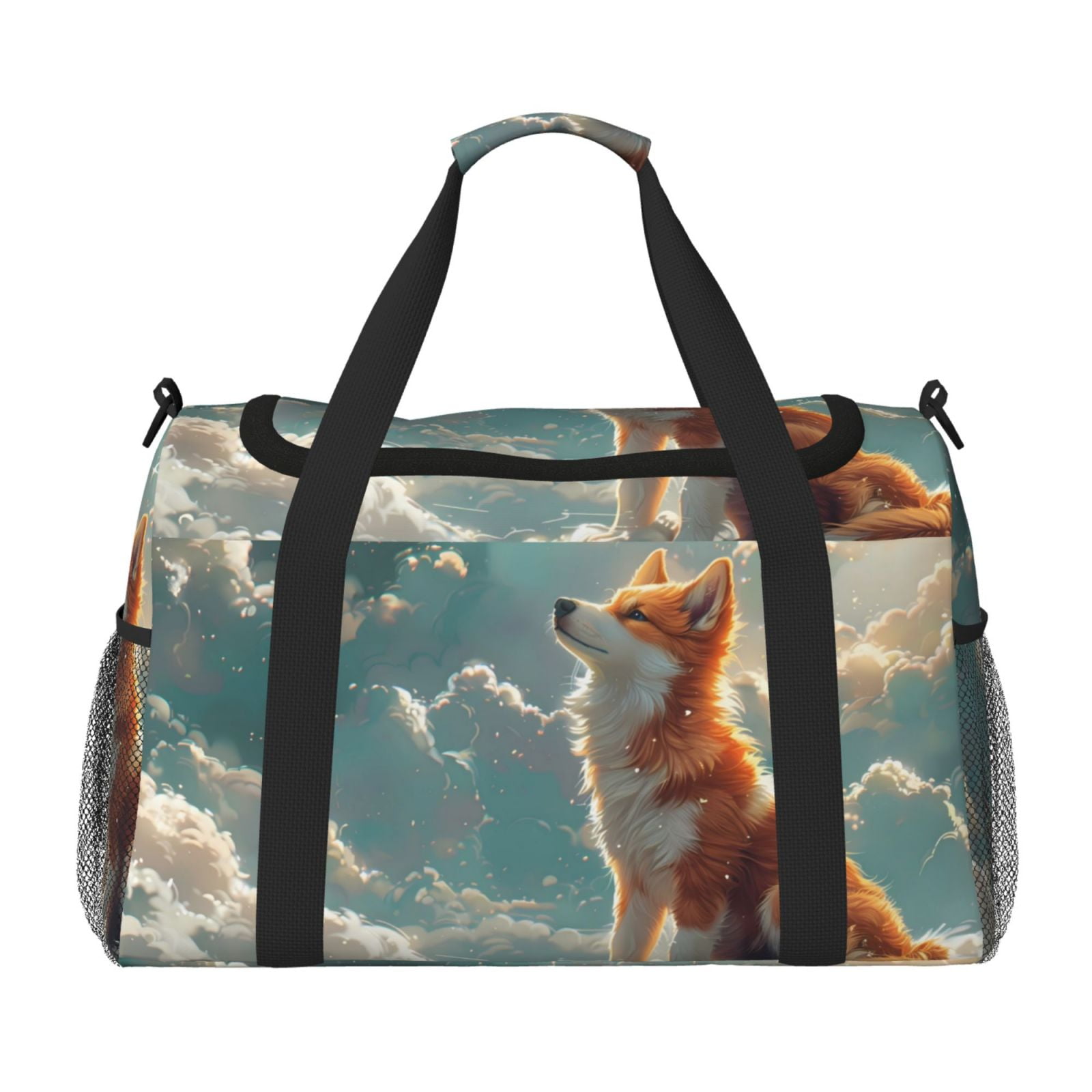 Fuzoiu Starry Sky Cloud Fox Print Travel Duffle Bag,Carry On Tote Bags,Duffel Bag,Sport Gym Bag, Hospital Bag for Labor and Delivery, Overnight Bag,Luggage Bag