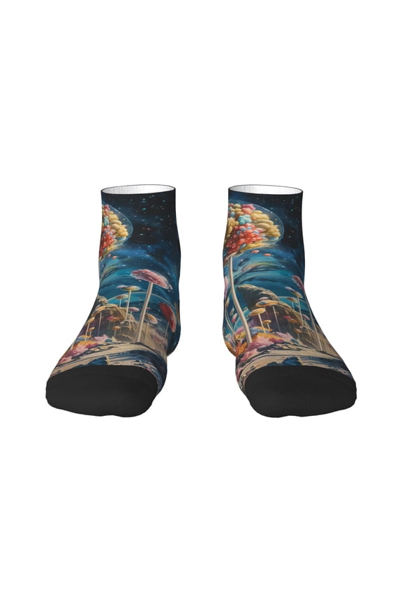 Starry Sky Planet Lollipop Print Adult Socks, Crew Moisture-wicking Socks, Unisex Cushion Crew Socks,Casual Sports Ankle Socks