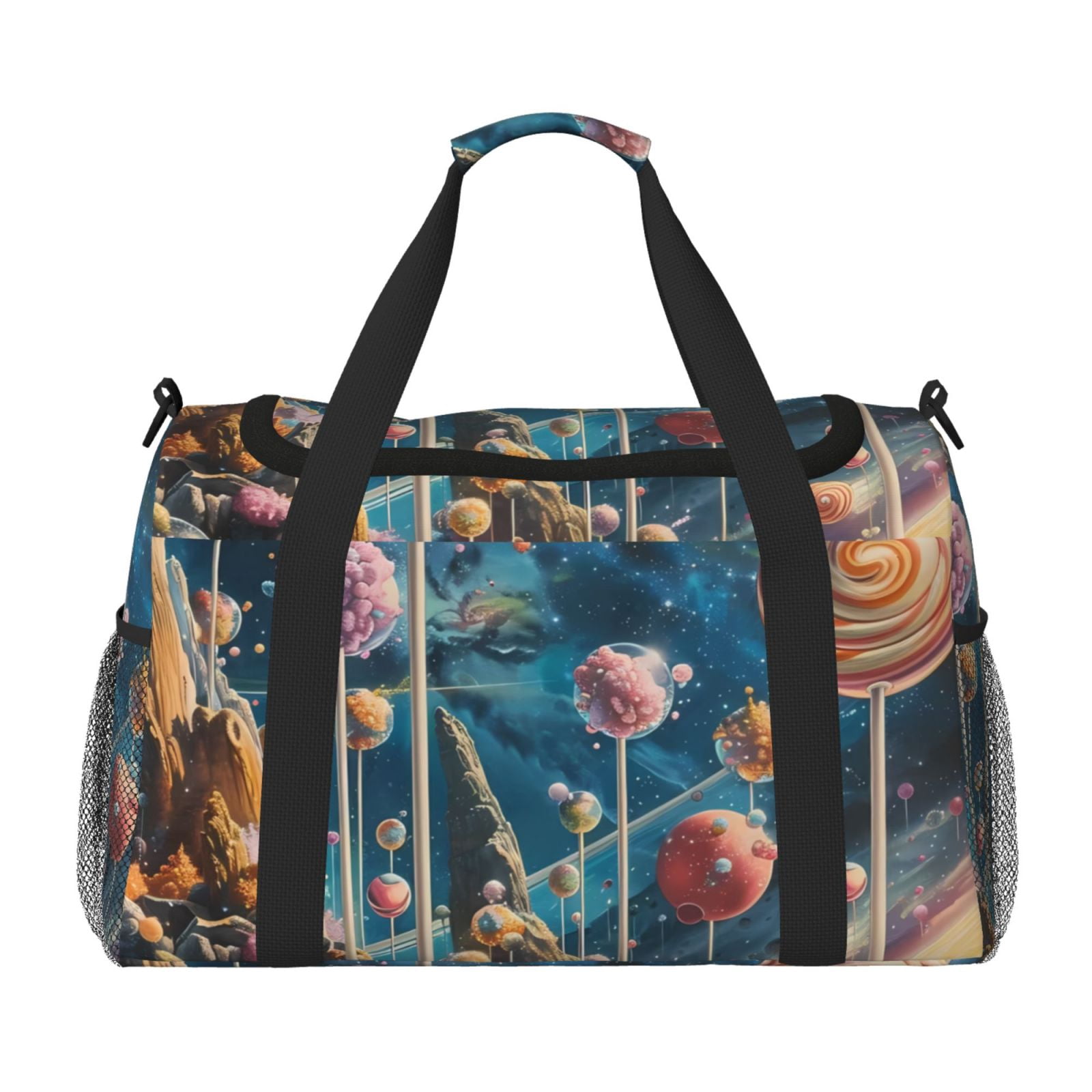 Fuzoiu Starry Sky Planet Lollipop Print Travel Duffle Bag,Carry On Tote Bags,Duffel Bag,Sport Gym Bag, Hospital Bag for Labor and Delivery, Overnight Bag,Luggage Bag