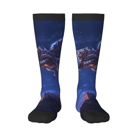 Fuzoiu Starry Sky Wall Flying Tiger Print Adult Stockings,Crew Socks,Unisex Fashion Socks, Casual Sports Socks,Comfortable Crew Socks for Everyday Wear and Sports