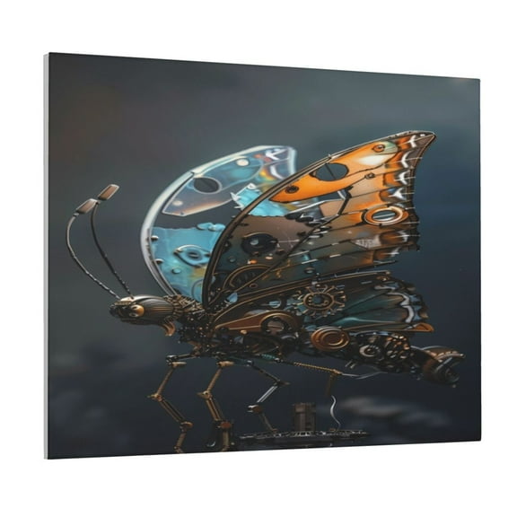Fuzoiu Steampunk Mechanical Butterfly Print Canvas Wall Art for Bathrooms,Wall Decor for Bedroom,Framed Artwork for Wall,Modern Wall Decorations Prints Picture for Kitchen Home