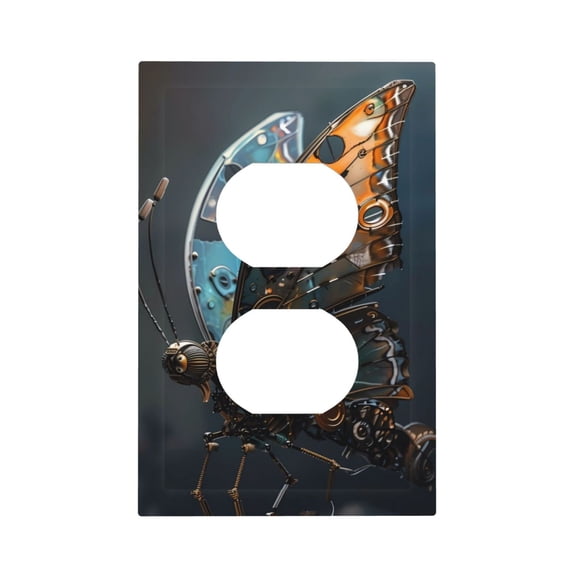 Fuzoiu Steampunk Mechanical Butterfly Print Single Duplex Outlet Cover Plate, Light Switch Cover, for Receptacle Light Switch, Switch Cover Decorative Wallplate-Style S