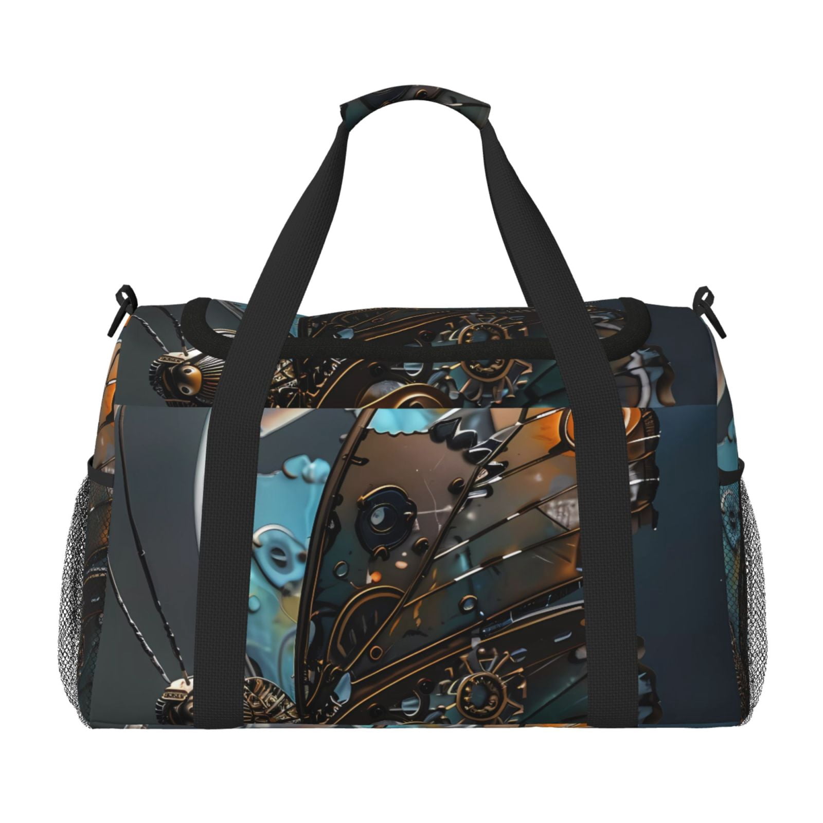 Fuzoiu Steampunk Mechanical Butterfly Print Travel Duffle Bag,Carry On Tote Bags,Duffel Bag,Sport Gym Bag, Hospital Bag for Labor and Delivery, Overnight Bag,Luggage Bag