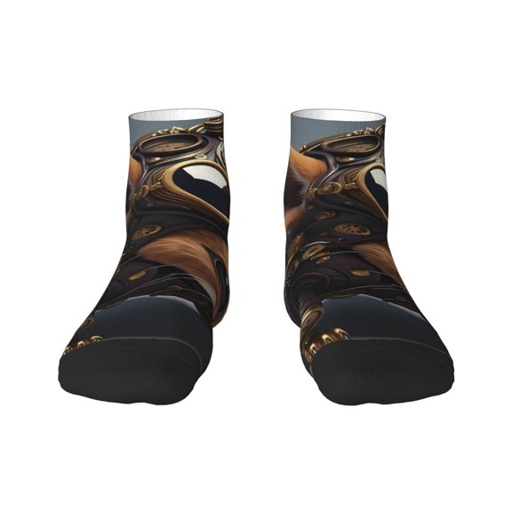 Fuzoiu Steampunk Squirrel Pilot Print Adult Socks, Crew Moisture-wicking Socks, Unisex Cushion Crew Socks,Casual Sports Ankle Socks