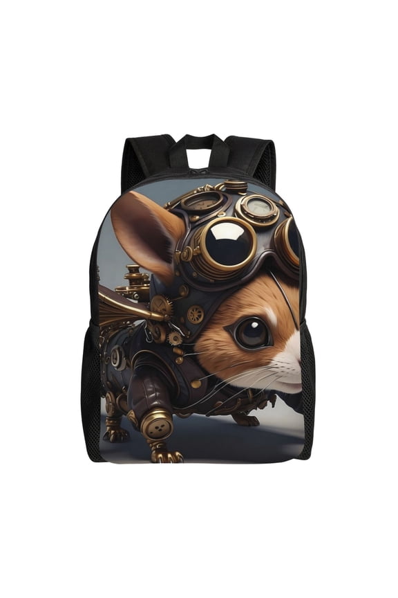 Steampunk Squirrel Pilot Print Laptop Backpack,Work Business Backpacks, Large Capacity Nurse Bag College Bookbag for School, Waterproof Casual Daypack for Travel