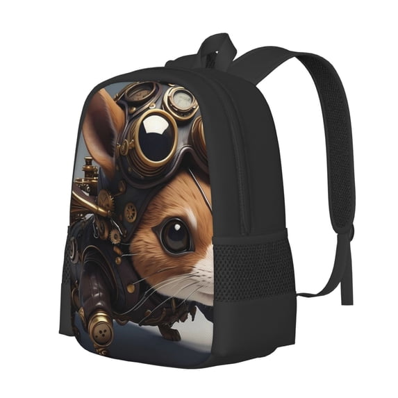 Fuzoiu Steampunk Squirrel Pilot Print Large Capacity Backpack,Travel Backpack,Laptop Bag,College School Rucksack Bag,for School, Travel & Outdoor Activities