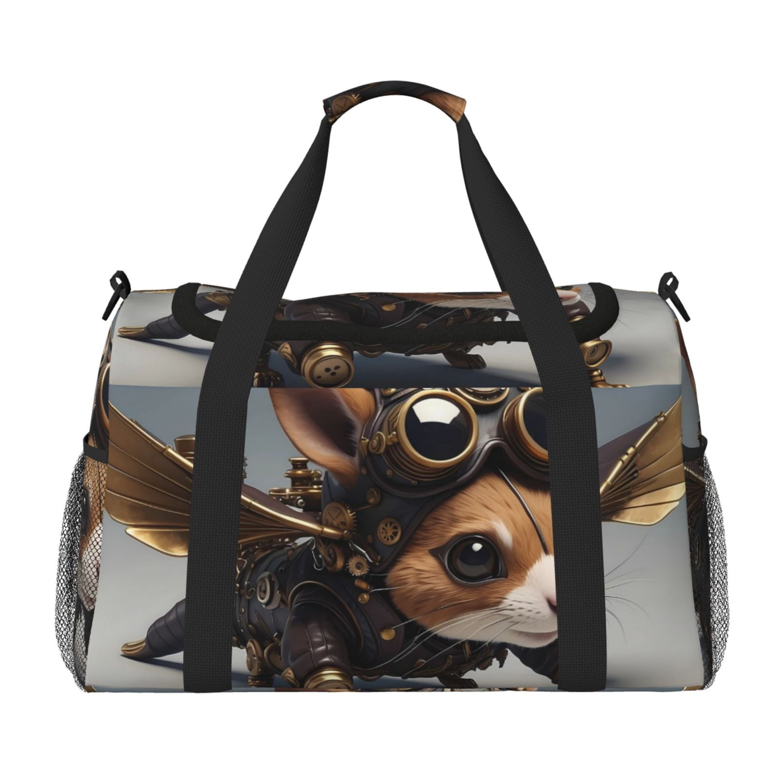 Fuzoiu Steampunk Squirrel Pilot Print Travel Duffle Bag,Carry On Tote Bags,Duffel Bag,Sport Gym Bag, Hospital Bag for Labor and Delivery, Overnight Bag,Luggage Bag