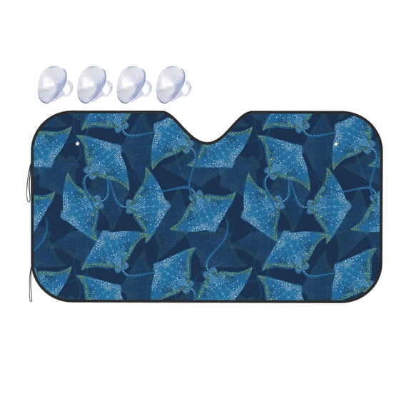 Fuzoiu Stingray Print Car Windshield Sunshade,Foldable Reflective Sun Visor,Windshield Sun Shade,UV Rays Sun Visor Shade,Auto Front Sun Shield Shade-Small