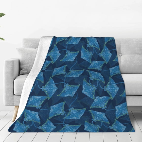 Fuzoiu Stingray Print Ultra-Soft Micro Fleece Blanket,All Seasons Flannel Throw, Lightweight Blanket for Bed, Sofa, Couch, Movie Night, Camping, and Travel-80"x60"