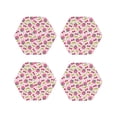 thumbnail image 1 of Fuzoiu Strawberry And Cheery Print Leather Coasters Set,Drink Coasters Set of 4,for Tabletop Protection, Durable PVC Coasters,Home Décor and Housewarming Gift-Hexagon, 1 of 6