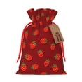 thumbnail image 1 of Fuzoiu Strawberry Print Christmas Gift Bag,Burlap Gift Bag with Drawstring Closure & Hang Tag,Perfect for Holidays, Birthdays, and Special Occasions-Small, 1 of 7