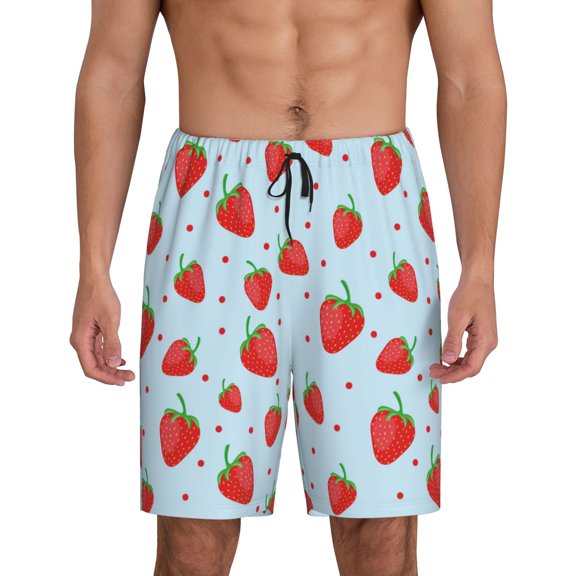 Fuzoiu Strawberry Print Pajama Shorts for Men, Men's Pajama Bottoms,Mens Lounge Sleepwear,Pajama Pants with Pocket-4X-Large