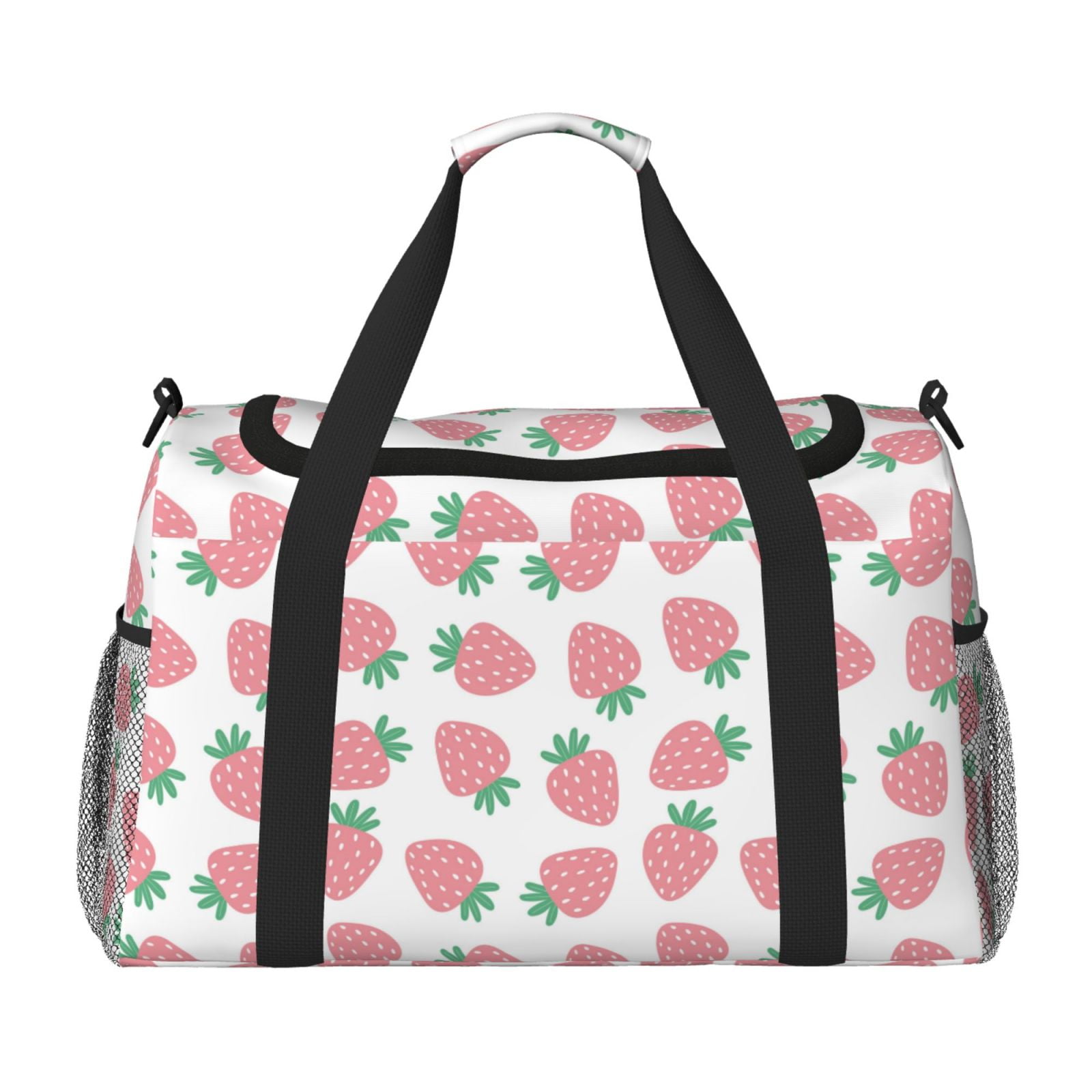 Fuzoiu Strawberry Print Travel Duffle Bag,Carry On Tote Bags,Duffel Bag,Sport Gym Bag, Hospital Bag for Labor and Delivery, Overnight Bag,Luggage Bag