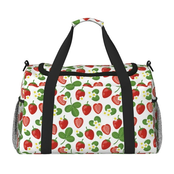Fuzoiu Strawberry Print Travel Duffle Bag,Carry On Tote Bags,Duffel Bag,Sport Gym Bag, Hospital Bag for Labor and Delivery, Overnight Bag,Luggage Bag