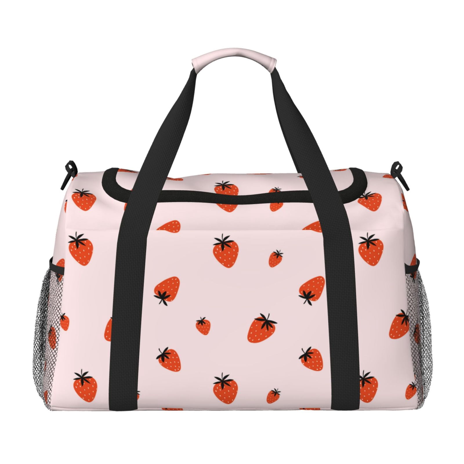 Fuzoiu Strawberry Print Travel Duffle Bag,Carry On Tote Bags,Duffel Bag,Sport Gym Bag, Hospital Bag for Labor and Delivery, Overnight Bag,Luggage Bag