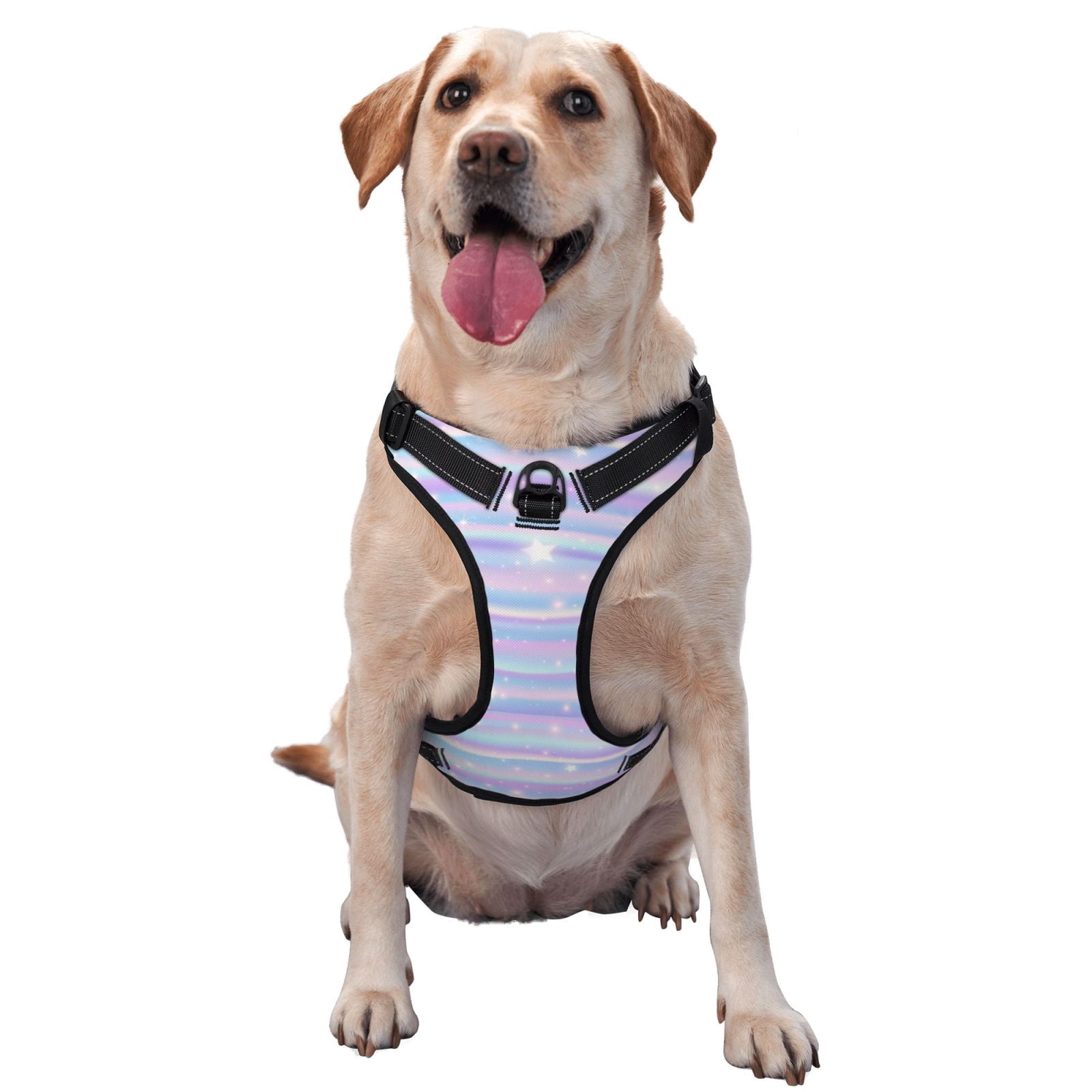 Fuzoiu Striped Gradient Print Reflective Dog Harness,Adjustable, Breathable Pet Vest,Dog Harness No Pull,No Choke Pet Vest for Small, Medium, and Large Dogs-Large