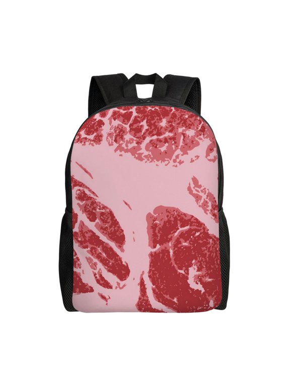 Striped Meat Print Laptop Backpack,Work Business Backpacks, Large Capacity Nurse Bag College Bookbag for School, Waterproof Casual Daypack for Travel