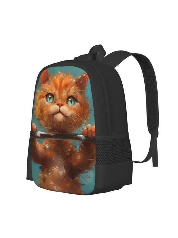 Strong Kitten Lifting Weights Print Large Capacity Backpack,Travel Backpack,Laptop Bag,College School Rucksack Bag,for School, Travel & Outdoor Activities