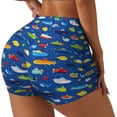 thumbnail image 1 of Fuzoiu Submarines And Whales Print Women's Workout Shorts,Workout Biker Shorts Women,Exercise Fitness Shorts,Scrunch Short, Athletic Shorts for Gym Yoga Running Sport Active-Small, 1 of 8