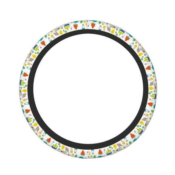 Fuzoiu Summer Animal Print Elastic Stretch Steering Wheel Cover, Universal 15 Inch Automotive Steering Wheel Cover, Anti-Slip Sweat Absorption Universal Car Accessories for Women Men