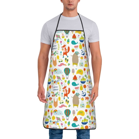 Fuzoiu Summer Animal Print Waterproof Apron, Kitchen Apron for Women Men Chef, Apron for Christmas Dinner Party Cooking Baking Crafting House Cleaning Kitchen