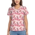 thumbnail image 1 of Fuzoiu Summer Flamingo Print Women's Classic V-Neck T-Shirt, Short Sleeve V Neck Tees for Casual Everyday Wear,Casual Fit Tee,Summer Fashion Tops-XX-Large, 1 of 5