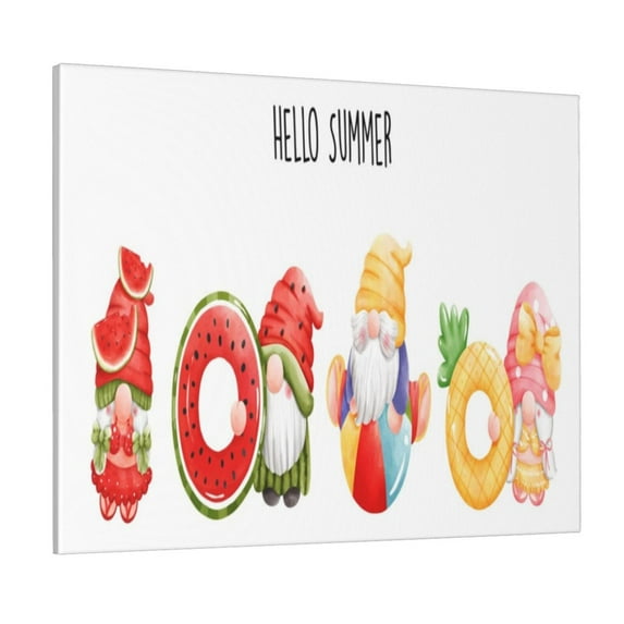 Fuzoiu Summer Gnome Print Canvas Wall Art for Bathrooms,Wall Decor for Bedroom,Framed Artwork for Wall,Modern Wall Decorations Prints Picture for Kitchen Home