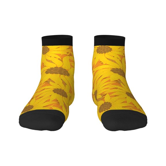 Fuzoiu Sun Flowers Print Adult Socks, Crew Moisture-wicking Socks, Unisex Cushion Crew Socks,Casual Sports Ankle Socks