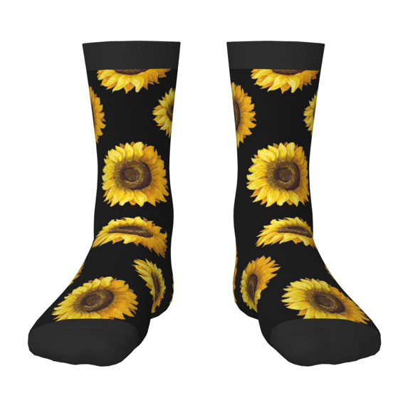 Fuzoiu Sunflower (2) Print Kids Socks For Boys Girls,Grip Crew Socks with Non Slip,Lightweight Stretch Crew Socks,Toddlers Crew Boot Socks