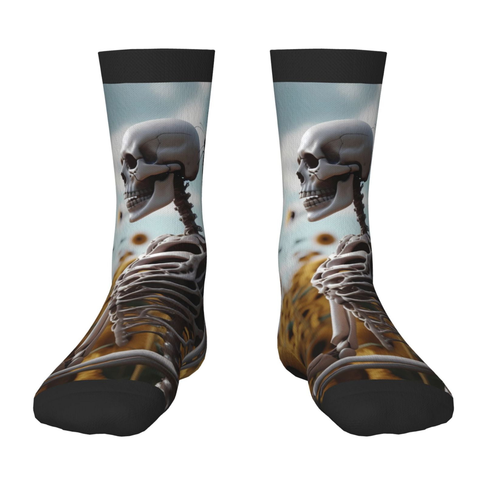 Fuzoiu Sunflower Butterfly Skull Print Kids Socks For Boys Girls,Grip ...